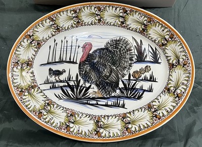 Italy Walter Hatches TURKEY THANKSGIVING Serving Platter Approximately 23X17 !!!