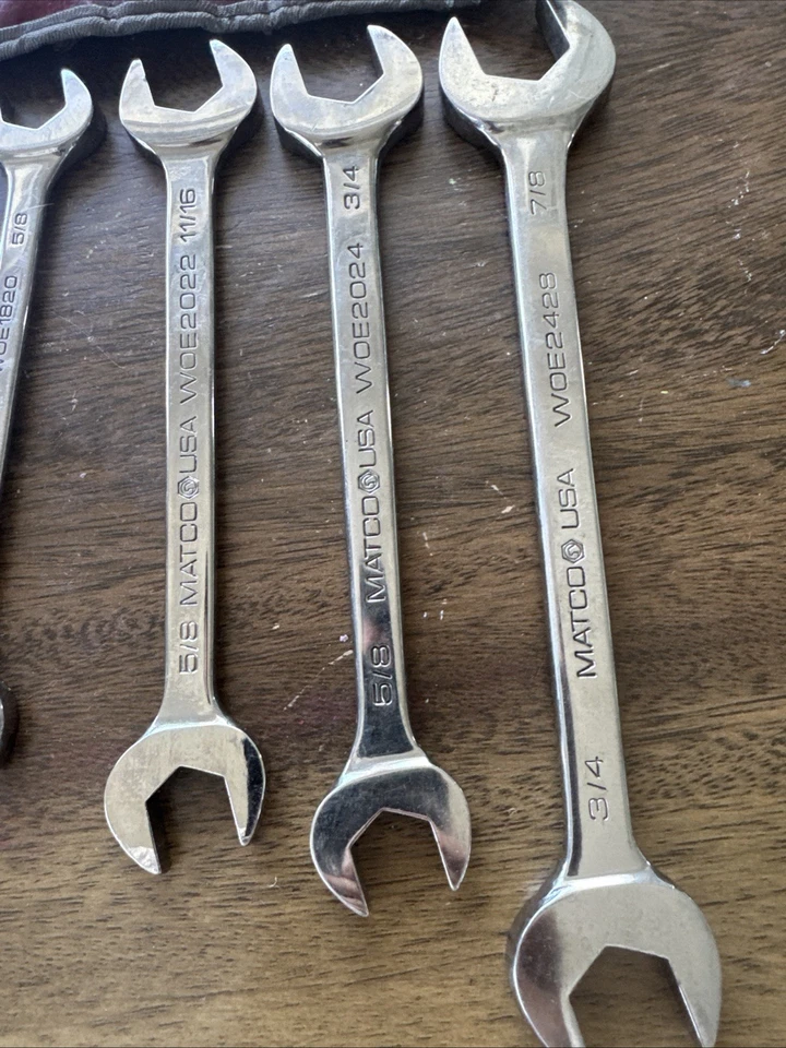 Juego de llaves de extremo abierto estándar Matco Tools SWOE9K 9 piezas 1/4 - 7/16" 15° (18 tamaños) Foto 3 de 4