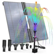  Solar Fountain Pump Built-in 2500mAh Battery with 12 LED Lights, DIY Solar 20W
