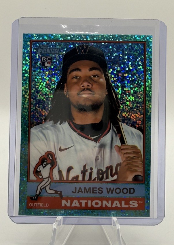 2025 Topps Heritage - James Wood #231 Chrome Light Blue Sparkle Refractor (RC)