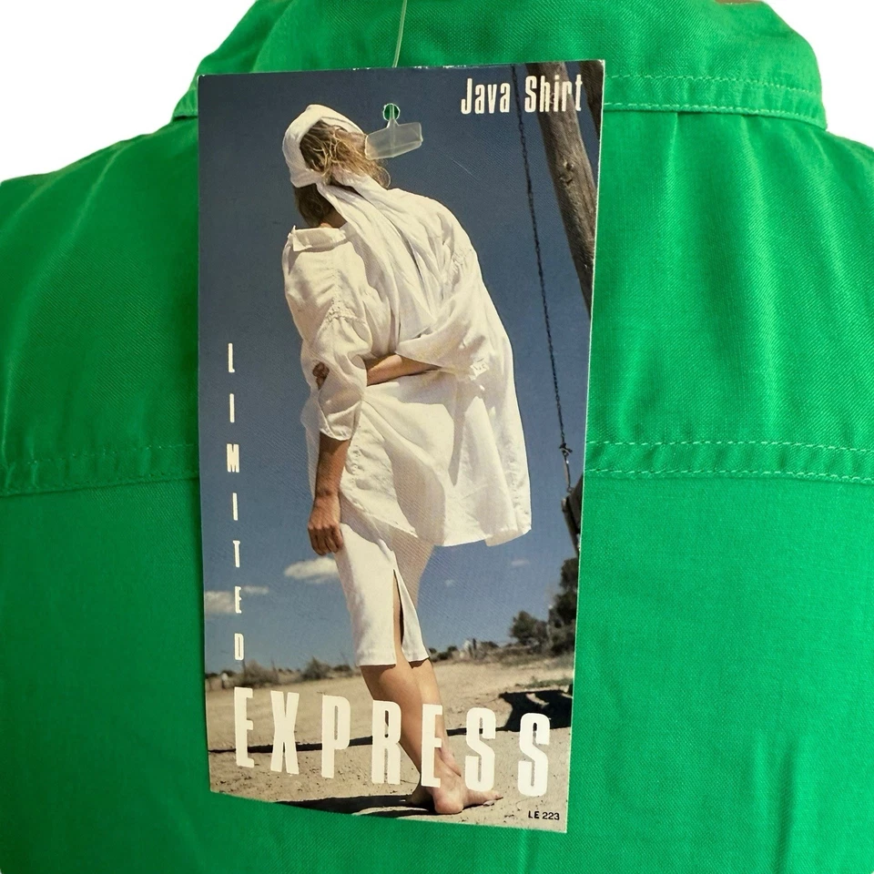 Raro Años 80 Nuevo Con Etiquetas De Colección Limited Express Top Abotonado Verde 2XL Retro Relajado Comodidad Foto 4 de 4