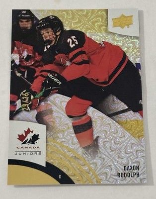 Daxon Rudolph 2025 Upper Deck Team Canada Juniors Card #60 Gold Foil 29/35 RC