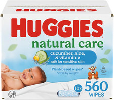 Natural Care Cucumber, Aloe and Vitamin E Baby Wipes, Hypoallergenic, Scented, 1