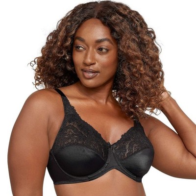 Lilyette Bali Minimizer Underwire Lace Shaping Bra  0428 Black 36C NWT