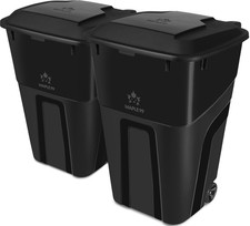 Trash Can with Lid - Ultimate Strength 32 Gallon Wheeled Garbage Can Trash Conta