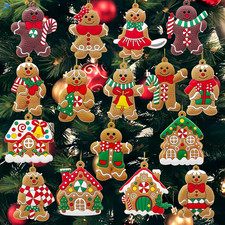 16 PCS Gingerbread Man Ornaments for Christmas Tree, Gingerbreads House...