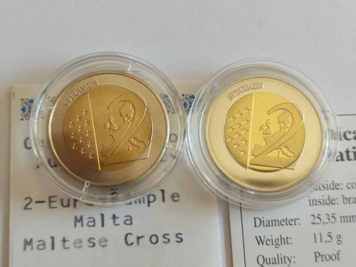 Probe 2 x 2 Euro, Malta Mit Zertifikaten