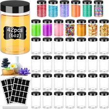 Plastic Jars with Lids 6OZ 42PCS,Small Cosmetic Slime Containers Clear Travel