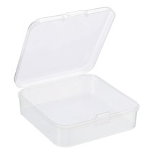 6pcs Clear Storage Container with Hinged Lid 65x20mm Plastic Square Craft Box