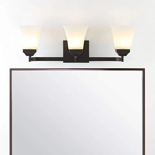 JYL7524A Staunton 24" 3 luces hierro/vidrio moderno 3 bombillas bronce frotado con aceite Foto 2 de 4