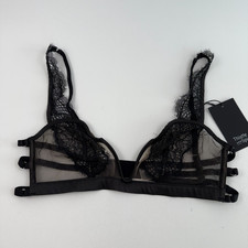 Thistle and Spire Unlined Sheer Lace Mirage Bralette Bra Black Size M/L NWT