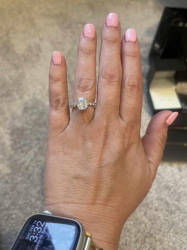 Louily Cushion Cut Diamond Engagement Ring White Gold Size 6