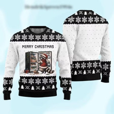 Funny Raccoon Eating Food Ugly Xmas Sweater Merry Christmas Gag Gift