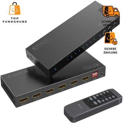 PORTTA HDMI Matrix 4x2 4K 60Hz 2 Ausgänge Audio Extractor ARC EDID