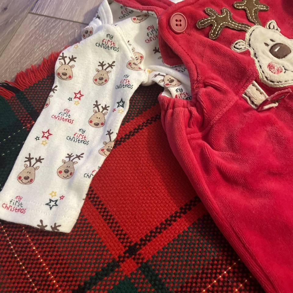 Miniwear vintage años 90 Y2K dos piezas 3-6M bebé reno Navidad conjunto mono  Foto 4 de 4
