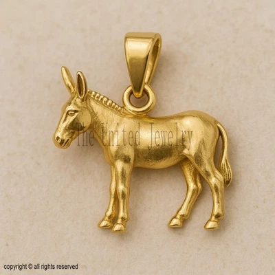 Colgante burro de oro - chapado en oro de 18 quilates 925 joyería animal de p... - Imagen 1 de 4