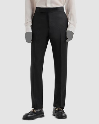 Emporio Armani Men's Black Essential G Line Straight-Leg Tuxedo Pants Size 54R