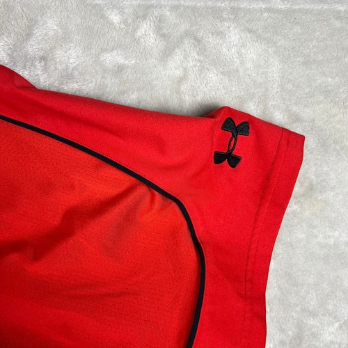 Under Armour Mens XL Red Sandpiper Bay Golf Polo Shirt Short Sleeve Mesh Back - Afbeelding 3 van 9