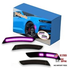 Smoked Lens LED Side Marker Lights 4PCS KIT for Chevy Camaro 2016 Pink Light