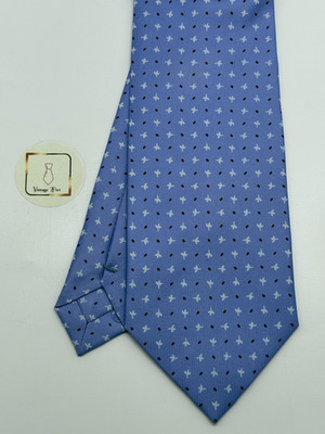 E.Marinella Seidenkrawatte blau Laubmuster klassisch Made in Italy