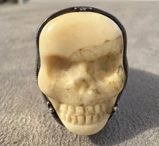 KING BABY STUDIO SUPER RARE CARVED SKULL RING 💀 * 1 OF 1* 2 Natural Diamonds 💎