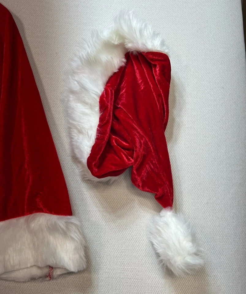 Christmas Holiday Womens Mrs. Claus Costume Set L Red Dress Faux Fur Seasonal - Image 2 of 4