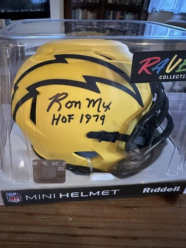 Ron Mix Signed Rave Chargers Mini Helmet HOF Inscription Beckett COA 🔥🔥