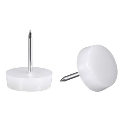 Furniture Feet Nail Chair Table Leg Protector Pad 14mm Dia White Plastic 30pcs