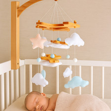 Airplane Baby Mobile Cloud Felt Nursery Crib for Boy Baby Shower Gift Handmade