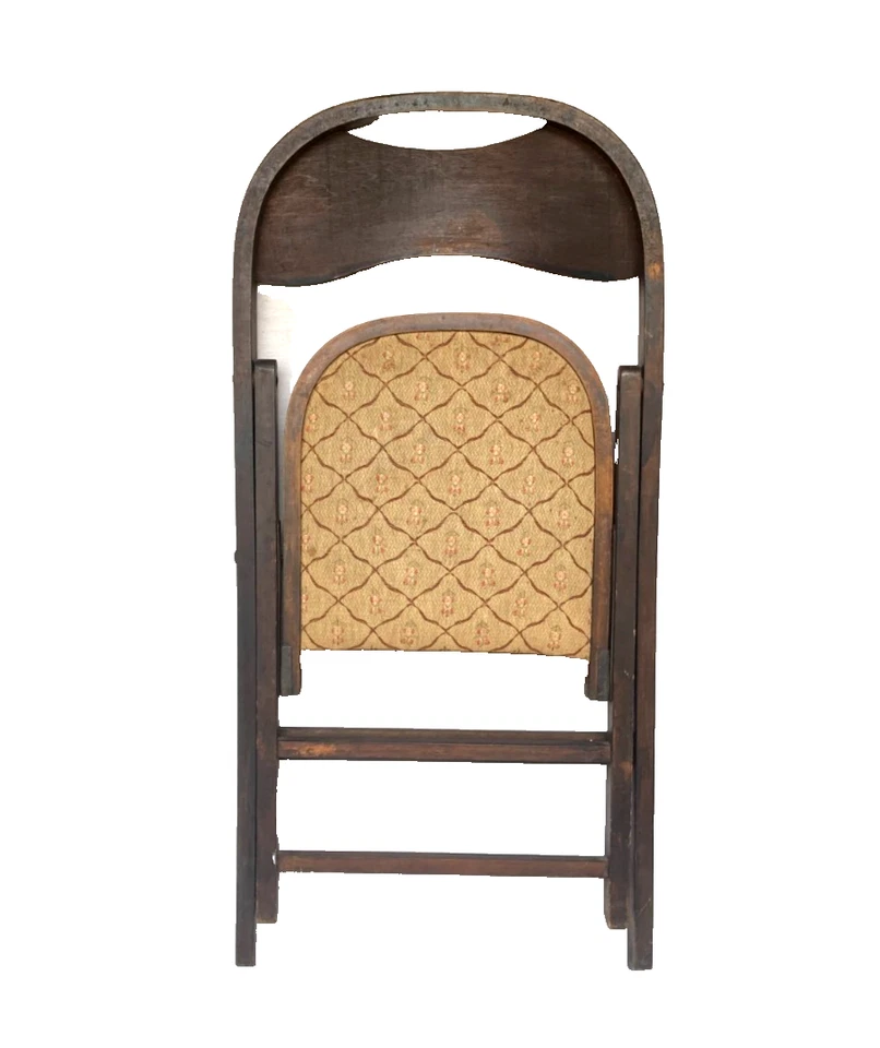 ANTIQUE WOODEN FOLDING  CHAIR  UPHOLSTERED SEAT VINTAGE - RARE!! - Image 4 of 4