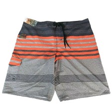 Hang Ten board short swim trunks mens XL 40 x 11 grey orange cargo pocket NEW