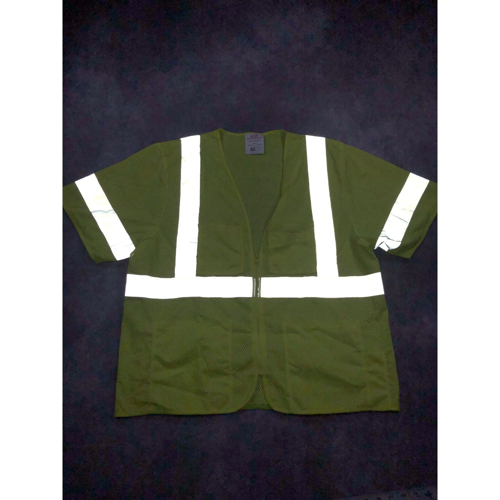 PIP 303-MVGZ4P-LY Hi-Vis Lime Mesh Safety Vest Class 3 Zipper Pockets Large - second product detail image