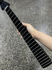 Cabezal Inverso Acero Inoxidable 22 Trastes Brillo Arce Guitarra Eléctrica Cuello Negro