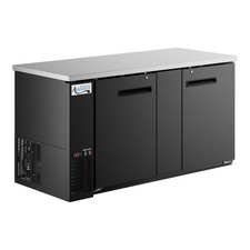 69" Black Counter Height Solid Door Back Bar Refrigerator with LED Lighting