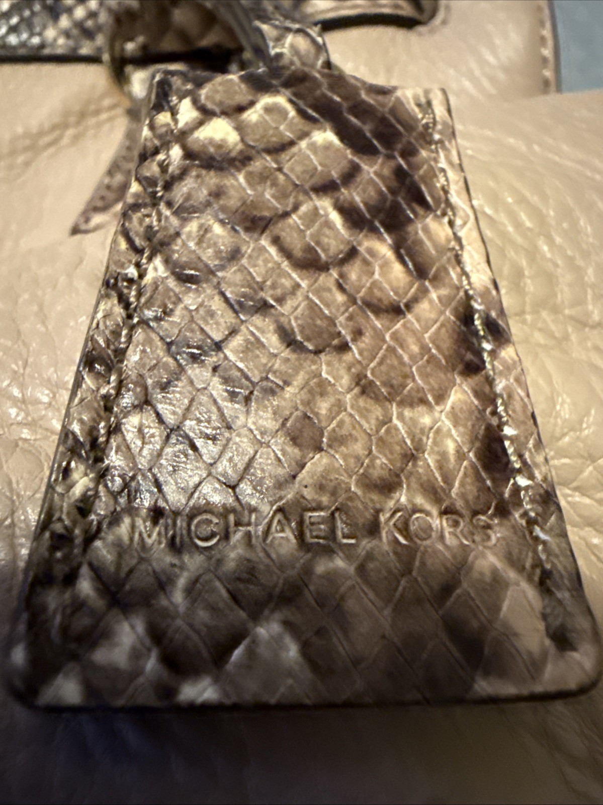 Michael Kors Beige & Python ColorblockMedium Hami… - image 2