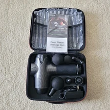 Legiral Deep Massage Gun - Black with 6 message Heads, Adapter & carrying case.