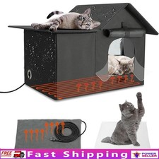 Heated Cat House Outdoor Insulated Shelter Two Entrances Constant Temperature US