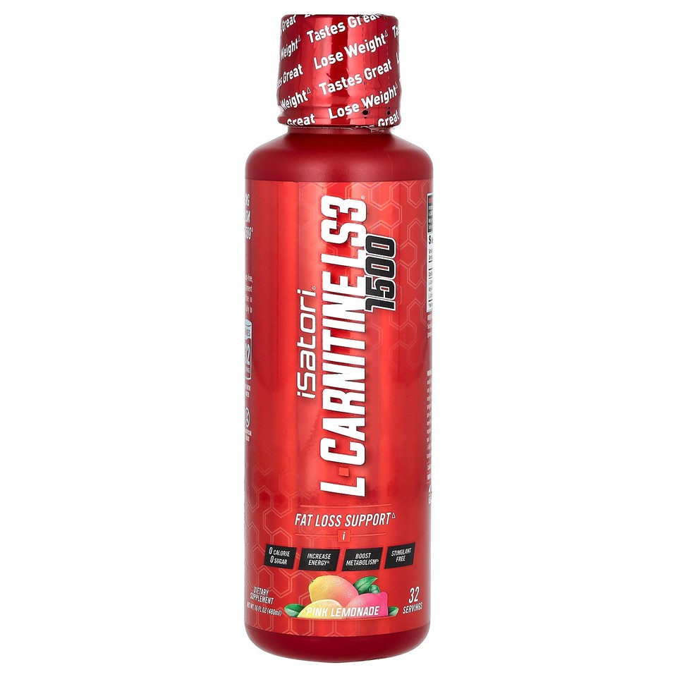 L-Carnitine LS3 1500, Pink Lemonade, 1,500 mg, 16 fl oz (480 ml)