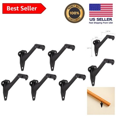 5-Pack Matte Black Handrail Brackets - Durable Support for Stairways & Hallways