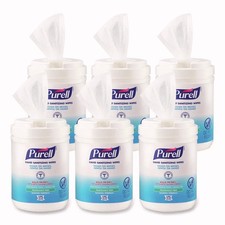 Purell 903106 6 in. x 7 in. Alcohol Formula Wipes - White 6/CT New