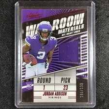 2023 Absolute Football Jordan Addison War Room Materials Rookie Jersey 185/199