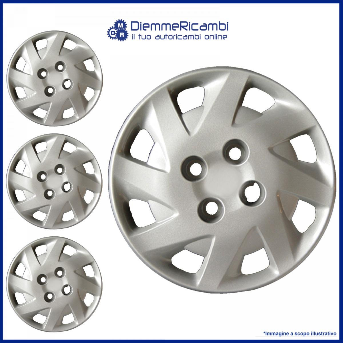 4 Copricerchi Per Cerchi 15" Per Toyota Yaris - Serie 4 Borchie, Produzione Italiana, Qualit&agrave; W-Parts