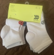 6 Pack All In Motion White Multicolor Ankle Socks - Size Medium Shoe Sizes 9-2.5