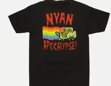 Nyan Cat Apocalypse T-Shirt Funny Meme Retro Graphic  Black Shirt S-3XL Q3123