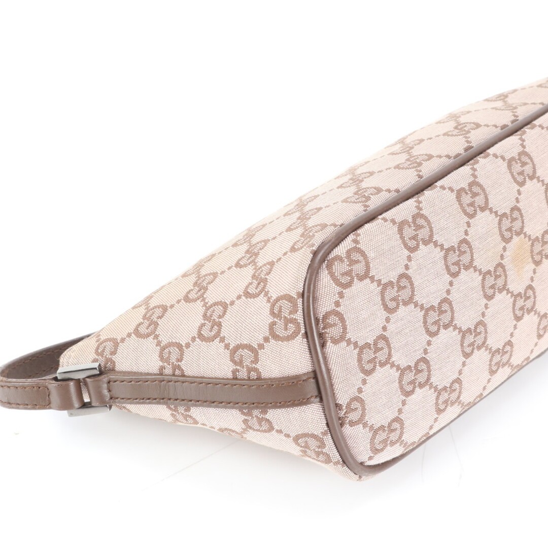 Gucci GG Canvas Accessory Pouch Leather Handle Used, 21x11cm Bag thumbnail 4