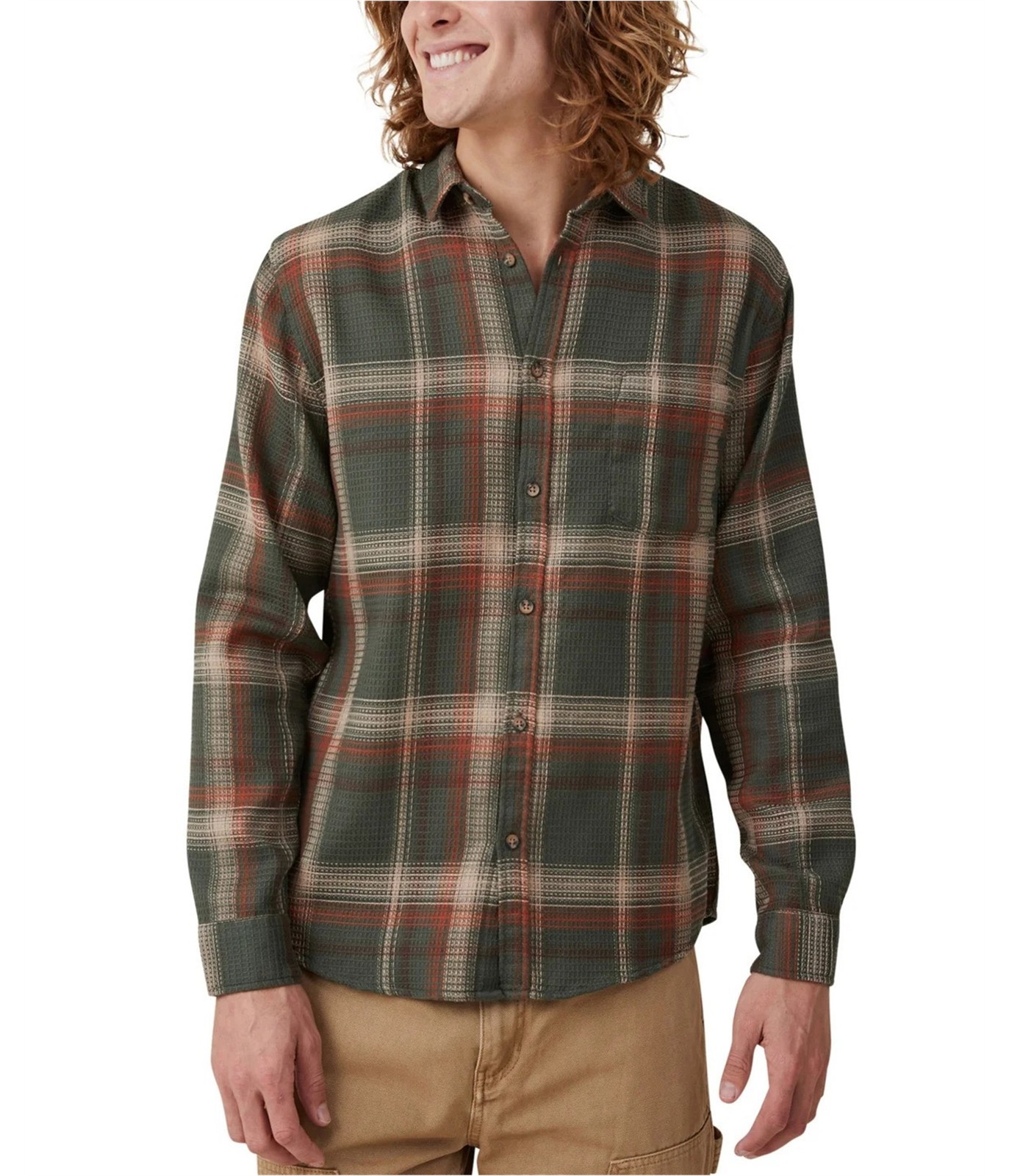 Cotton On Mens Boston Waffle Weave Button Up Shirt 5390₽