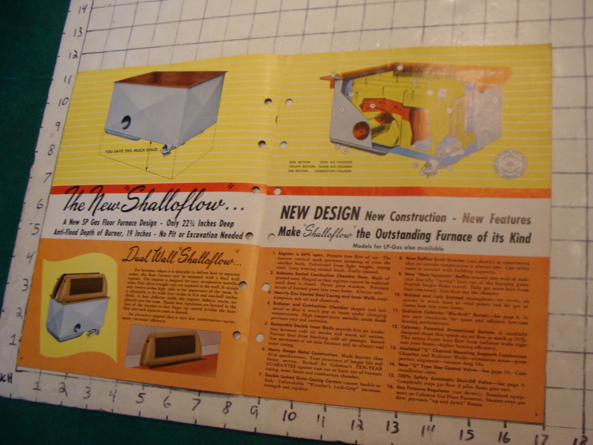 Vintage Booklet: COLEMAN automatic gas floor furnaces, 16pgs undated.  1950u0026#039;s | eBay