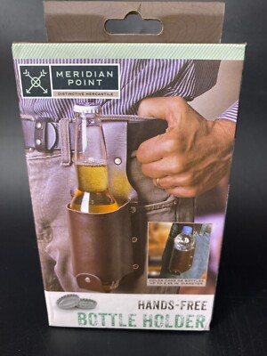 Meridian Point Hands-Free Faux Leather Beer Bottle/Can Holder For Belts BBQ