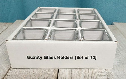 12 Pack of 2" X 2" Square Glass Party Tealight / Votive Holders Weddings Parties - 第 2/7 張圖片