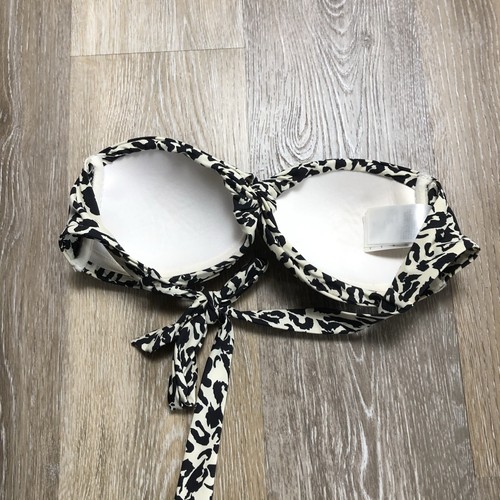 H&M Strapless Tie Neck Brown Animal Print Bikini Top Women's Size 6 - Picture 6 of 7